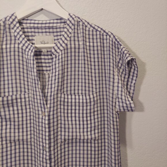 RAILS Blue & White Gingham Check Short Sleeve Button Down - Picture 4 of 10